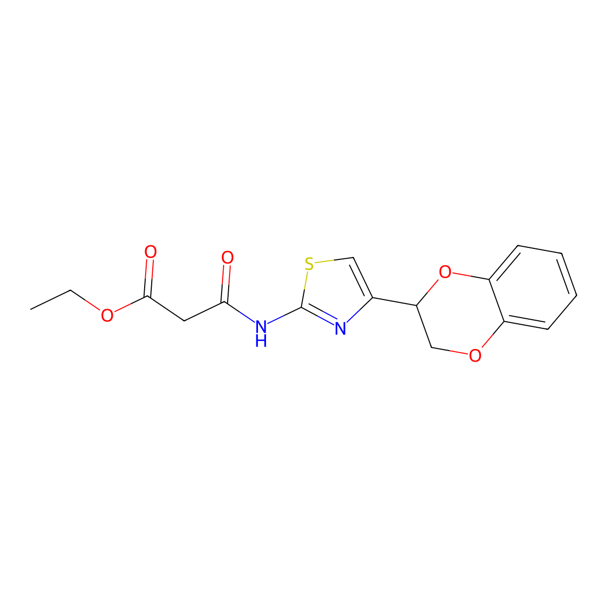 Ethyl 3-{[4-(2,3-dihydro-1,4-benzodioxin-2-yl)-1,3-thiazol-2-yl]amino}-3-oxopropanoate molecular structure, CAS 331964-73-9