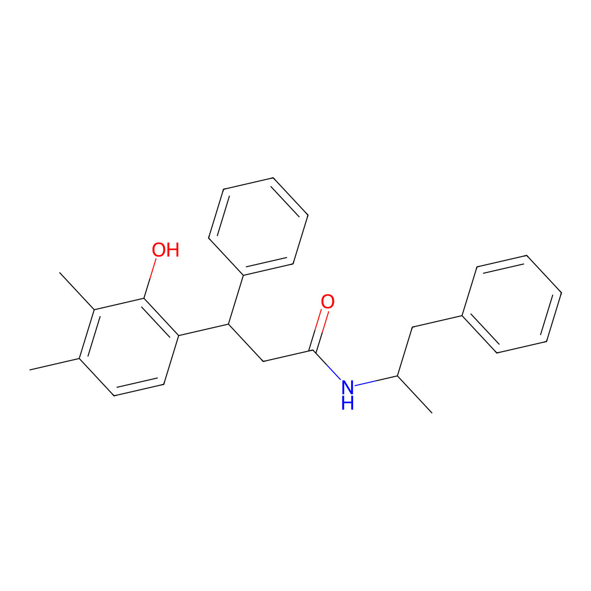 3-(2-hydroxy-3,4-dimethylphenyl)-3-phenyl-N-(1-phenylpropan-2-yl)propanamide molecular structure, CAS 331964-80-8