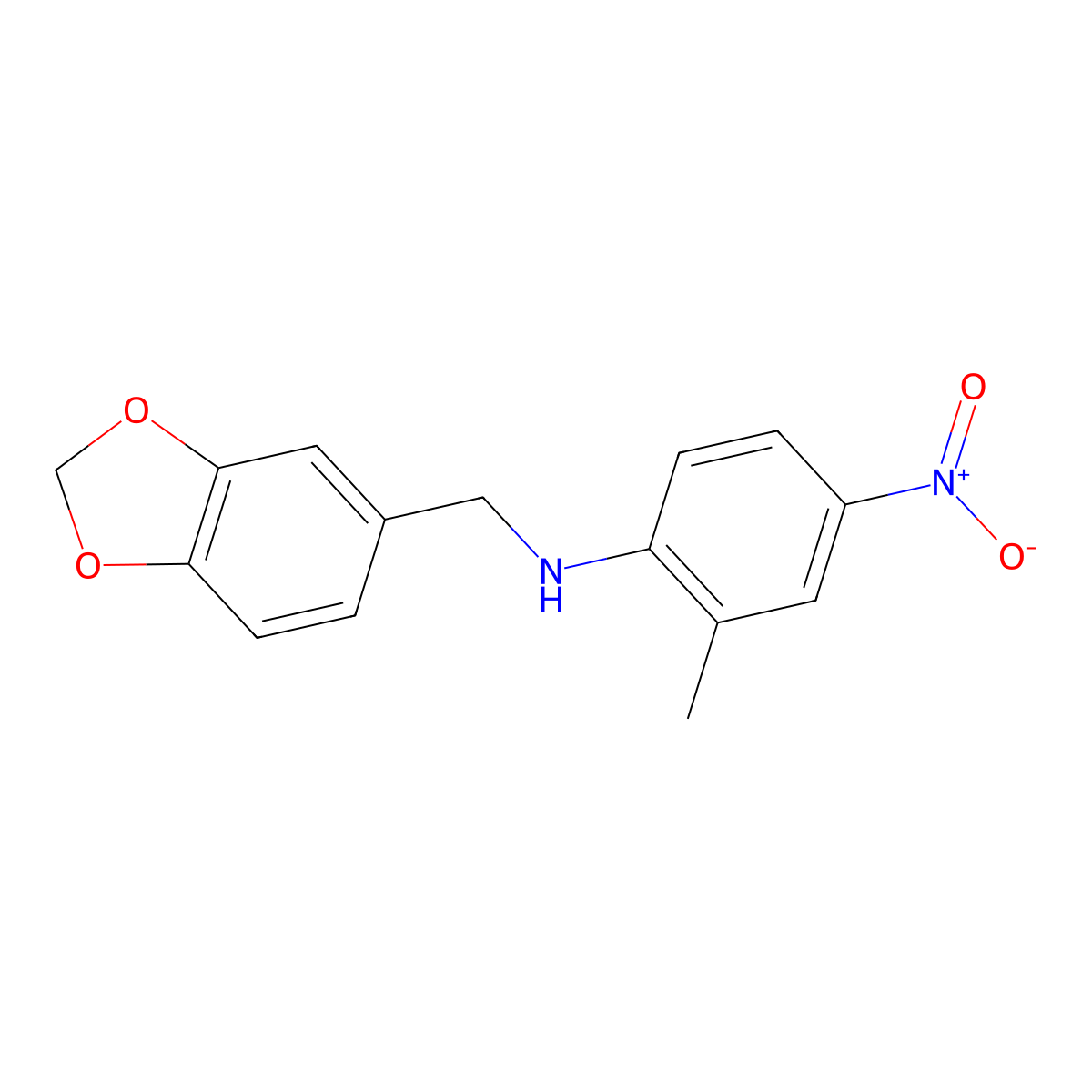 N-(1,3-benzodioxol-5-ylmethyl)-2-methyl-4-nitroaniline molecular structure, CAS 331964-92-2