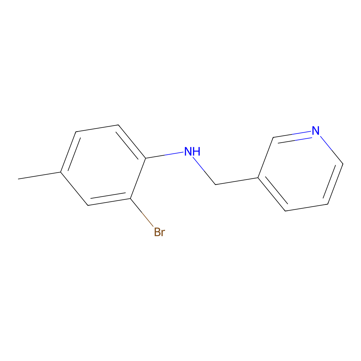 2-bromo-4-methyl-N-(pyridin-3-ylmethyl)aniline molecular structure, CAS 331964-93-3