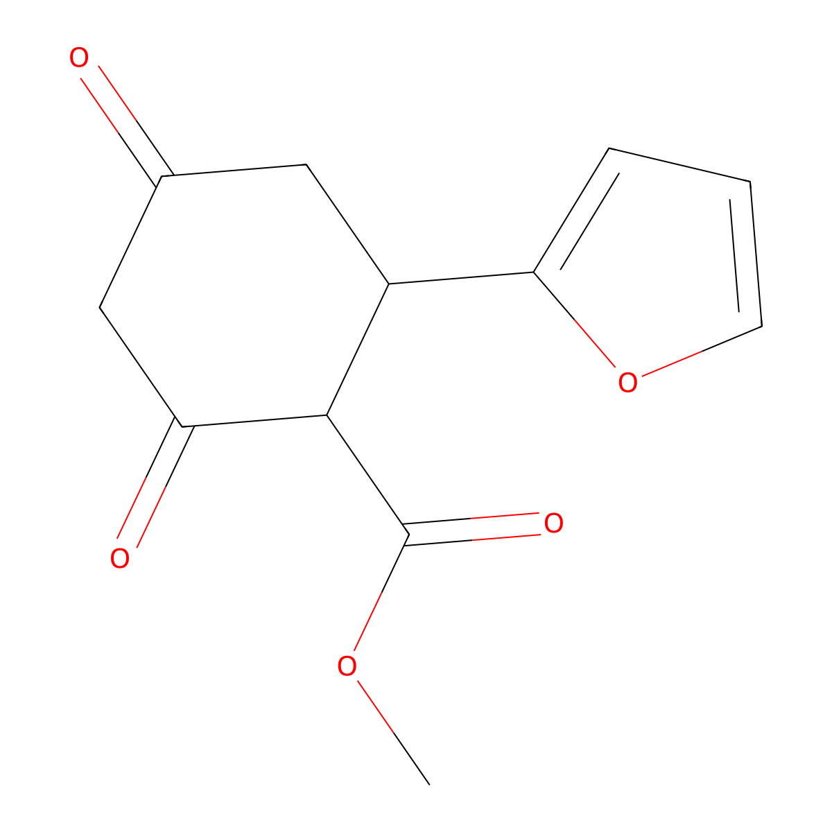 Methyl 2-(furan-2-yl)-4,6-dioxocyclohexane-1-carboxylate molecular structure, CAS 331965-95-8