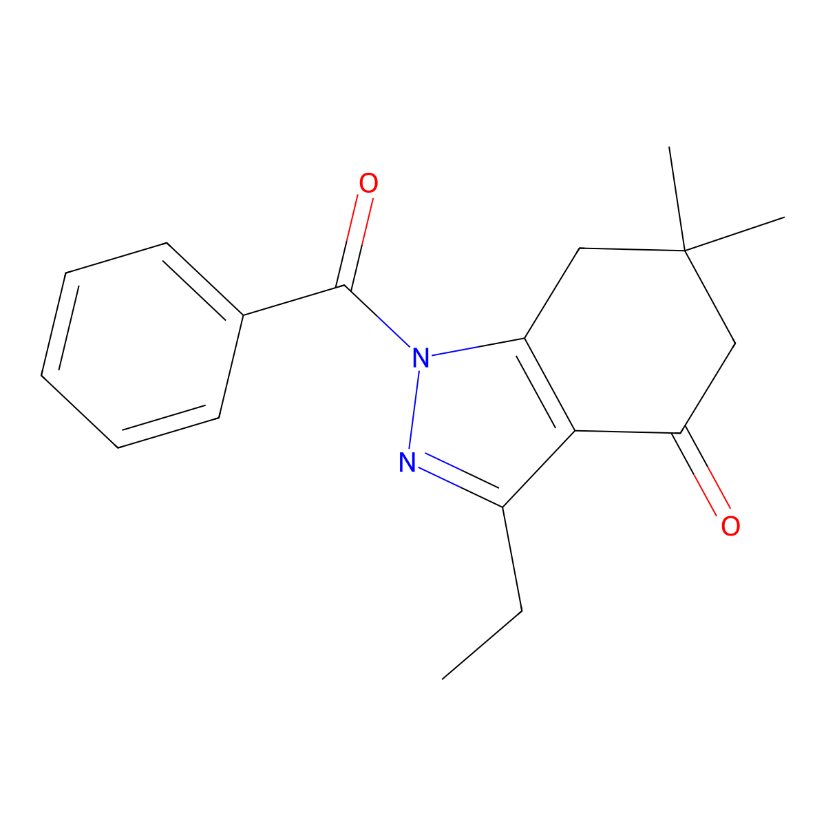 1-Benzoyl-3-ethyl-6,6-dimethyl-5,7-dihydroindazol-4-one molecular structure, CAS 331966-04-2