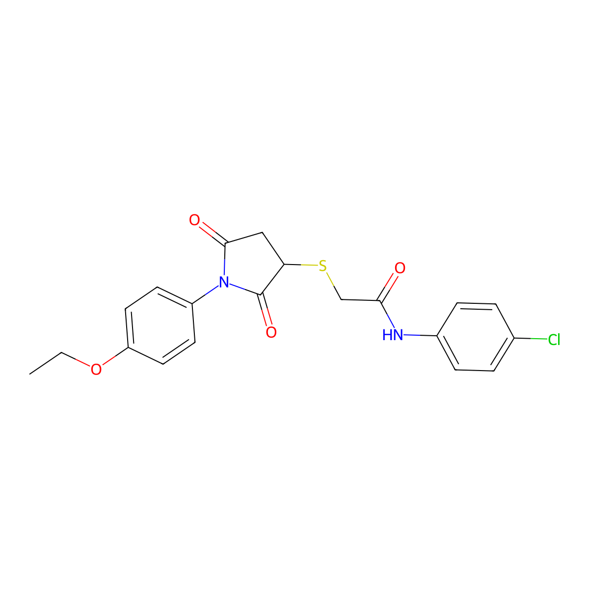 N-(4-chlorophenyl)-2-[1-(4-ethoxyphenyl)-2,5-dioxopyrrolidin-3-yl]sulfanylacetamide molecular structure, CAS 331966-10-0