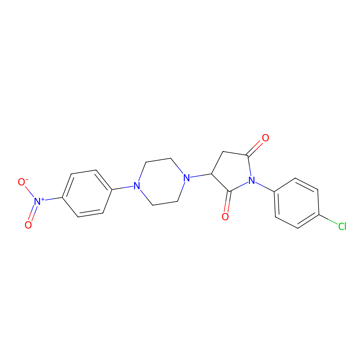 1-(4-Chlorophenyl)-3-[4-(4-nitrophenyl)piperazin-1-yl]pyrrolidine-2,5-dione molecular structure, CAS 331966-11-1