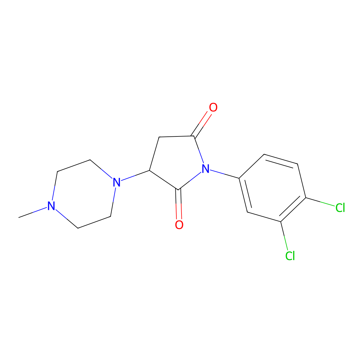 1-(3,4-Dichlorophenyl)-3-(4-methylpiperazin-1-yl)pyrrolidine-2,5-dione molecular structure, CAS 331966-19-9