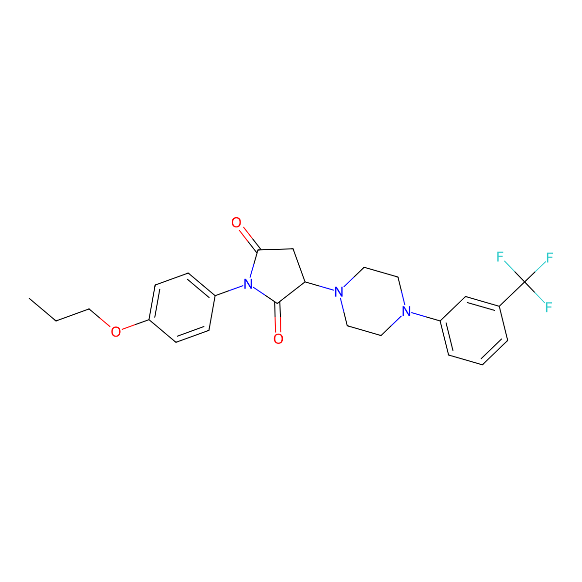 1-(4-Propoxyphenyl)-3-{4-[3-(trifluoromethyl)phenyl]piperazin-1-yl}pyrrolidine-2,5-dione molecular structure, CAS 331966-25-7