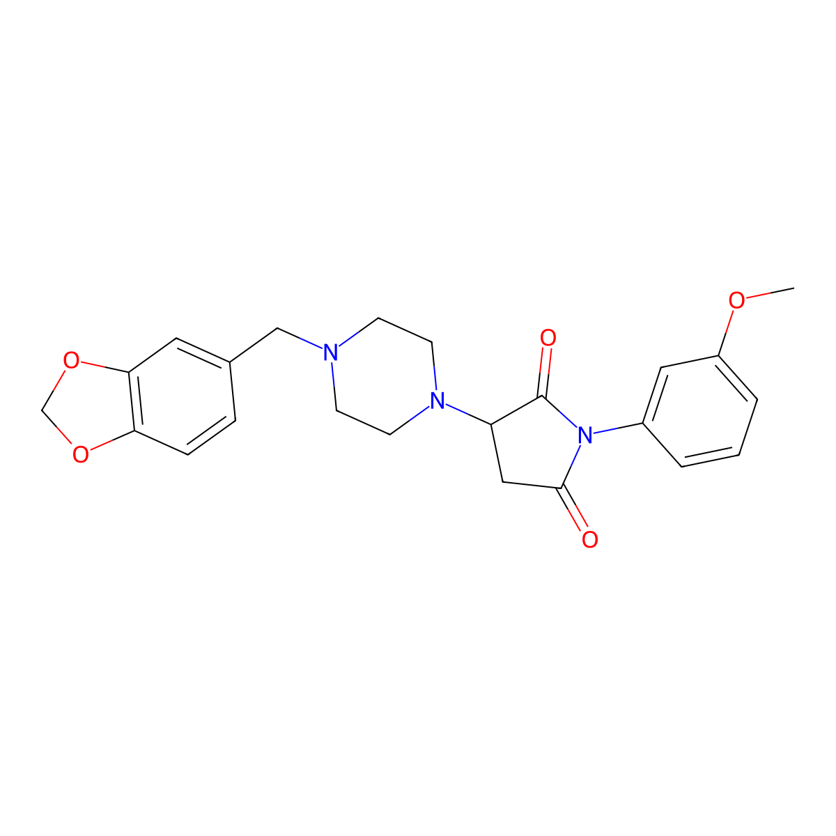 3-[4-(1,3-Benzodioxol-5-ylmethyl)piperazin-1-yl]-1-(3-methoxyphenyl)pyrrolidine-2,5-dione molecular structure, CAS 331966-29-1