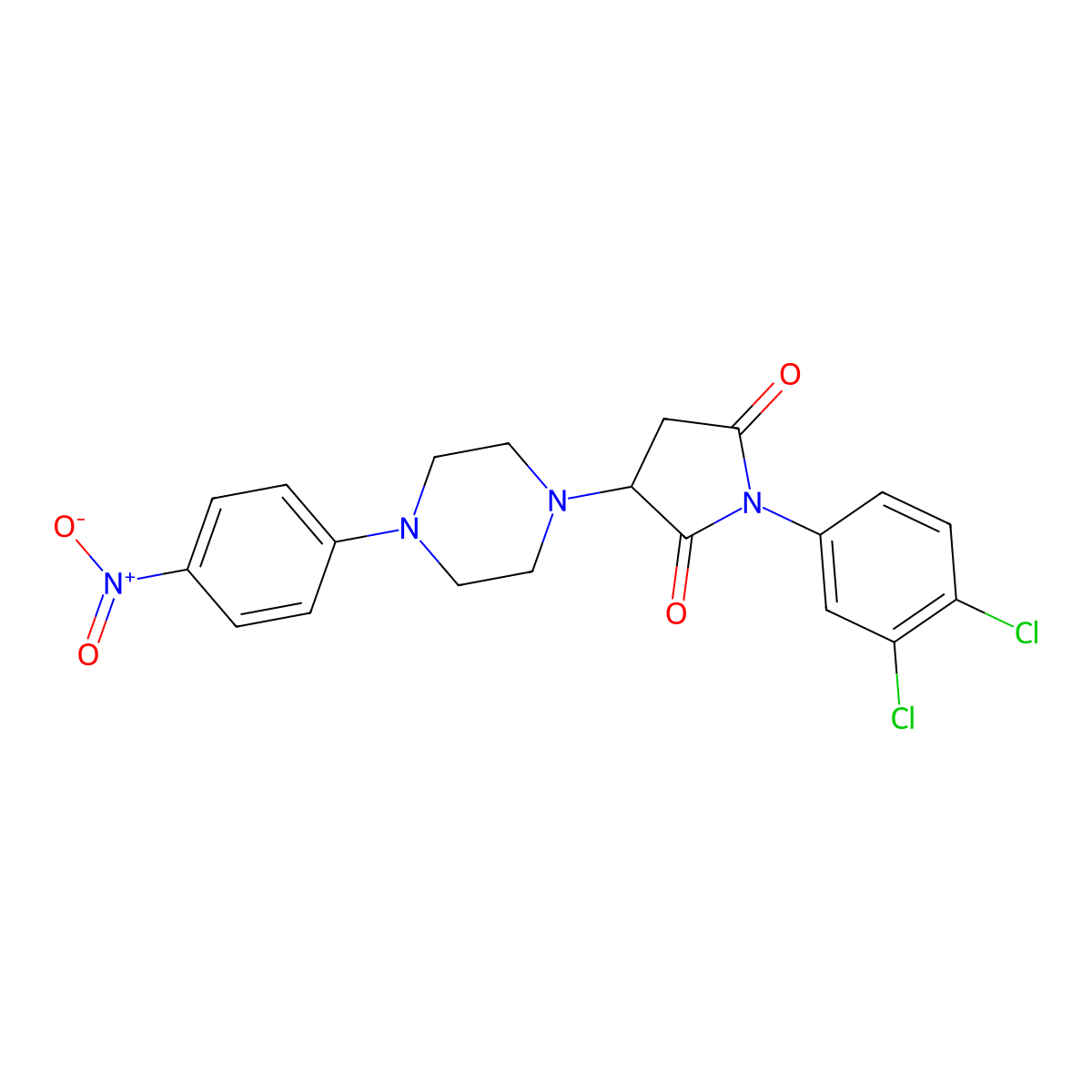 1-(3,4-Dichlorophenyl)-3-[4-(4-nitrophenyl)piperazin-1-yl]pyrrolidine-2,5-dione molecular structure, CAS 331966-36-0