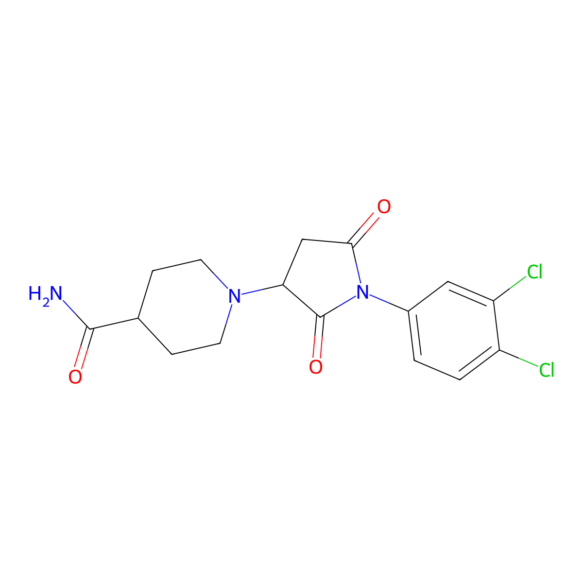 1-[1-(3,4-Dichlorophenyl)-2,5-dioxopyrrolidin-3-yl]piperidine-4-carboxamide molecular structure, CAS 331966-38-2