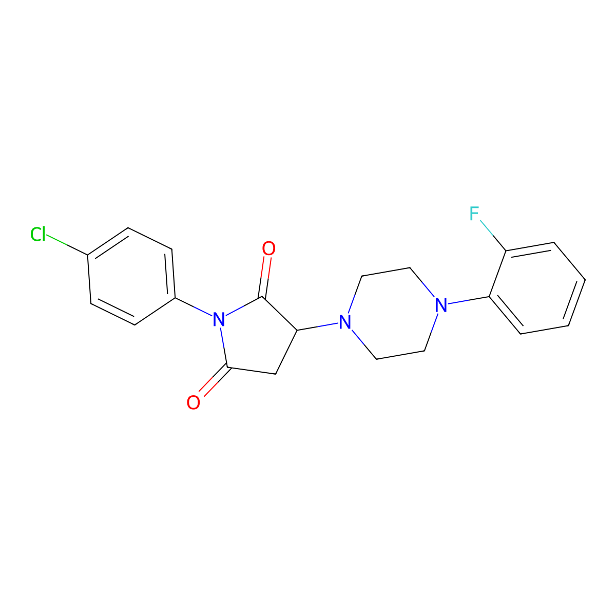 1-(4-Chlorophenyl)-3-[4-(2-fluorophenyl)piperazin-1-yl]pyrrolidine-2,5-dione molecular structure, CAS 331966-41-7