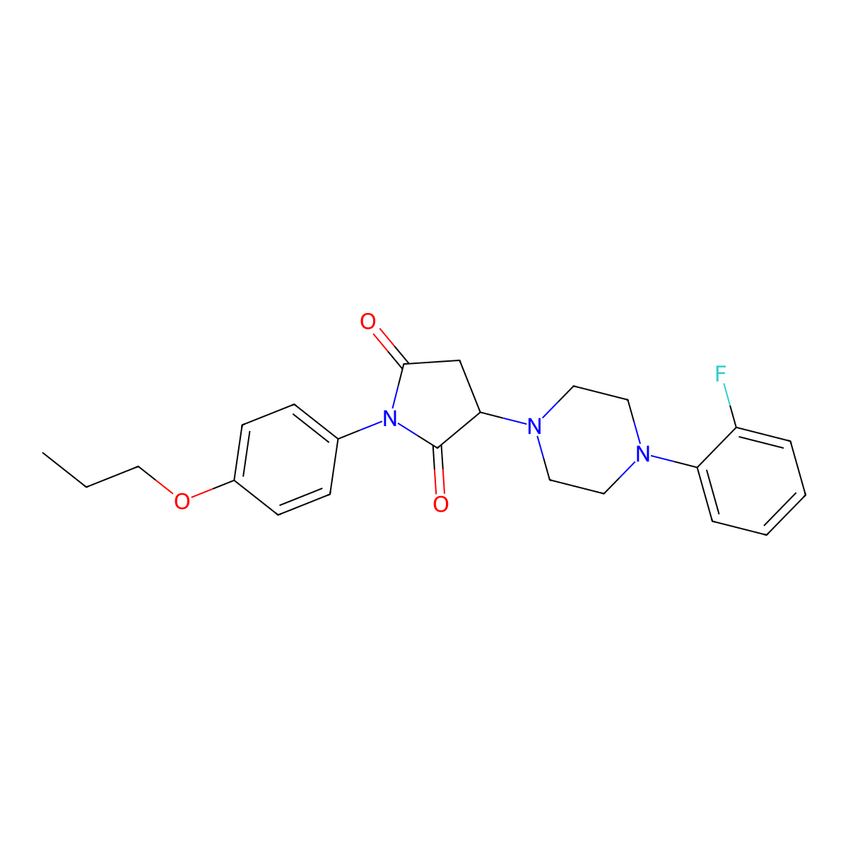 3-[4-(2-Fluorophenyl)piperazin-1-yl]-1-(4-propoxyphenyl)pyrrolidine-2,5-dione molecular structure, CAS 331966-42-8
