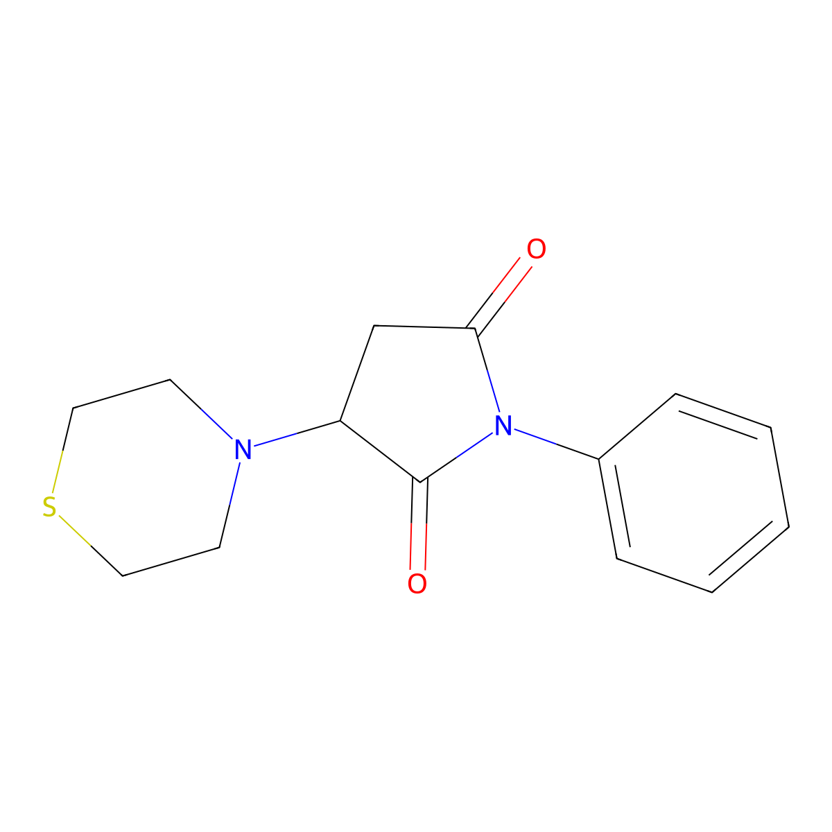 1-Phenyl-3-thiomorpholin-4-ylpyrrolidine-2,5-dione molecular structure, CAS 331966-47-3