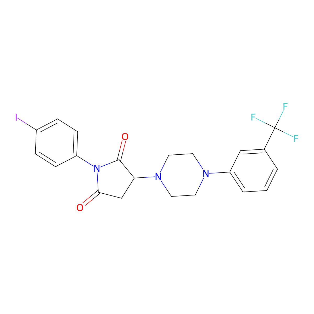 1-(4-Iodophenyl)-3-[4-[3-(trifluoromethyl)phenyl]piperazin-1-yl]pyrrolidine-2,5-dione molecular structure, CAS 331966-60-0