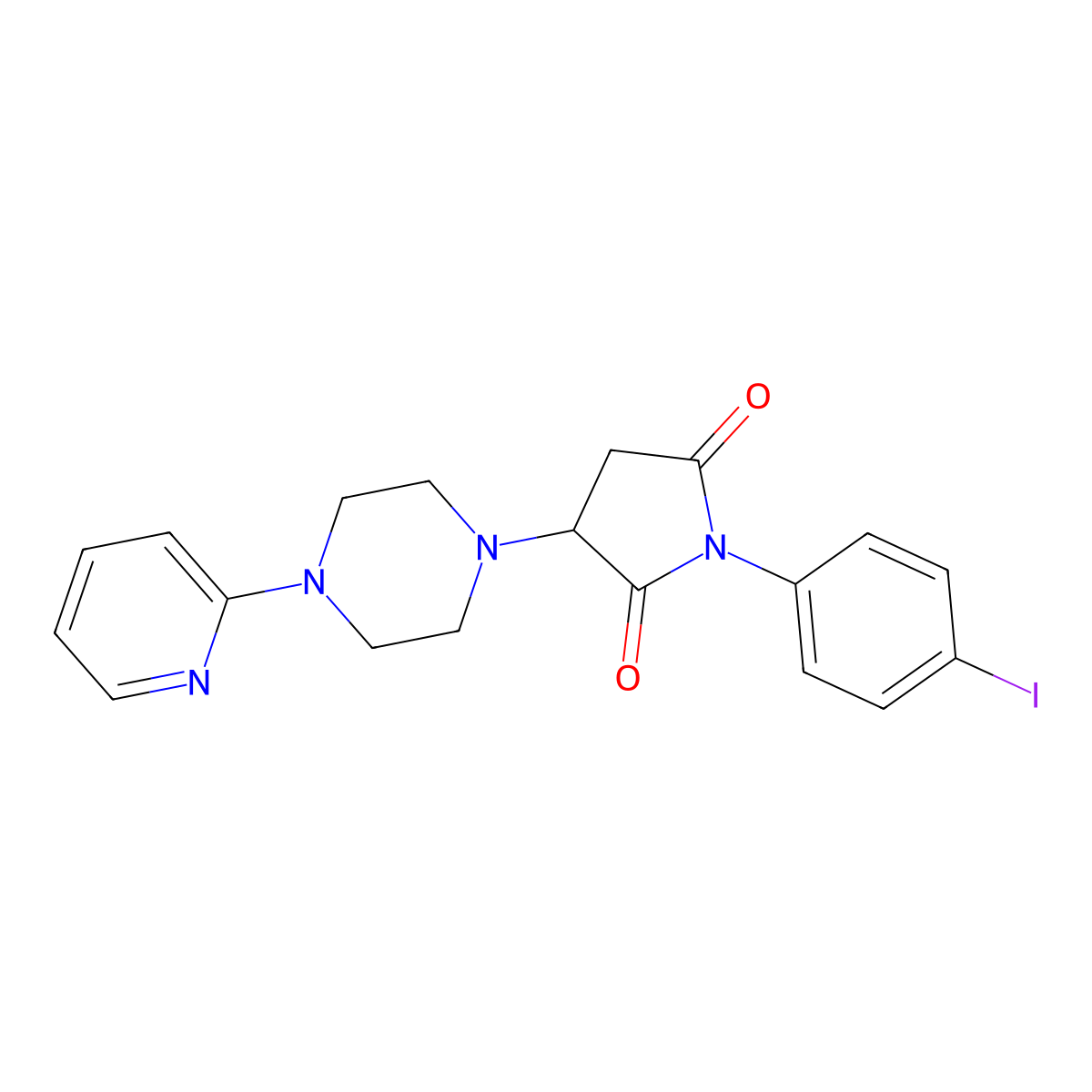1-(4-Iodophenyl)-3-(4-pyridin-2-ylpiperazin-1-yl)pyrrolidine-2,5-dione molecular structure, CAS 331966-61-1