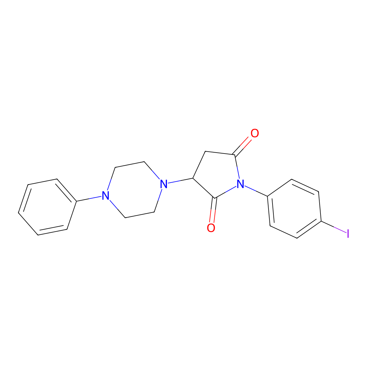 1-(4-Iodophenyl)-3-(4-phenylpiperazin-1-yl)pyrrolidine-2,5-dione molecular structure, CAS 331966-62-2