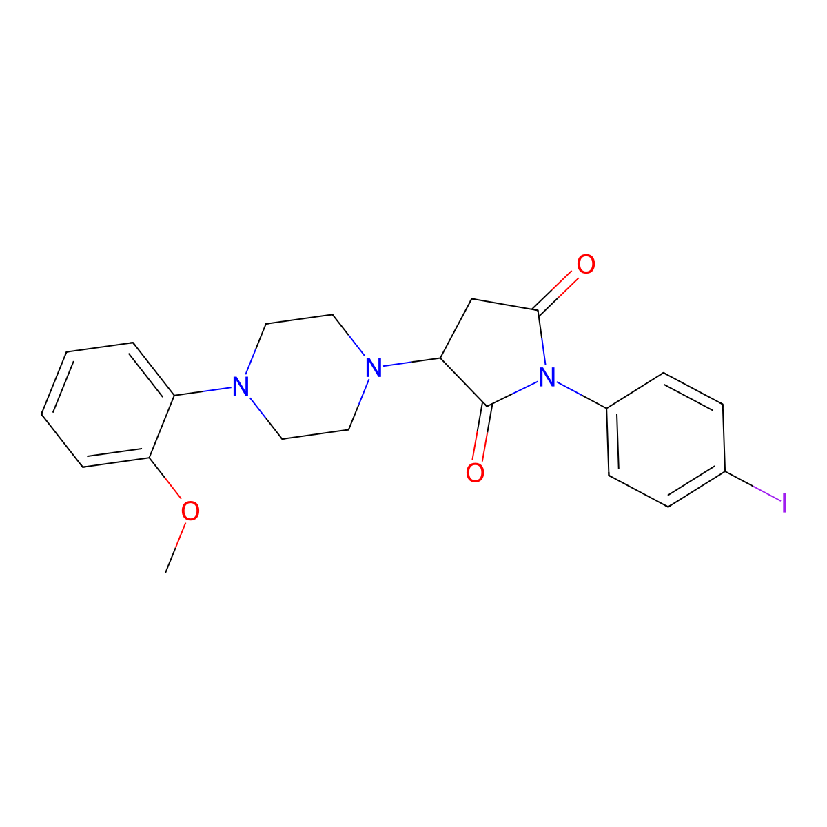 1-(4-Iodophenyl)-3-[4-(2-methoxyphenyl)piperazin-1-yl]pyrrolidine-2,5-dione molecular structure, CAS 331966-65-5