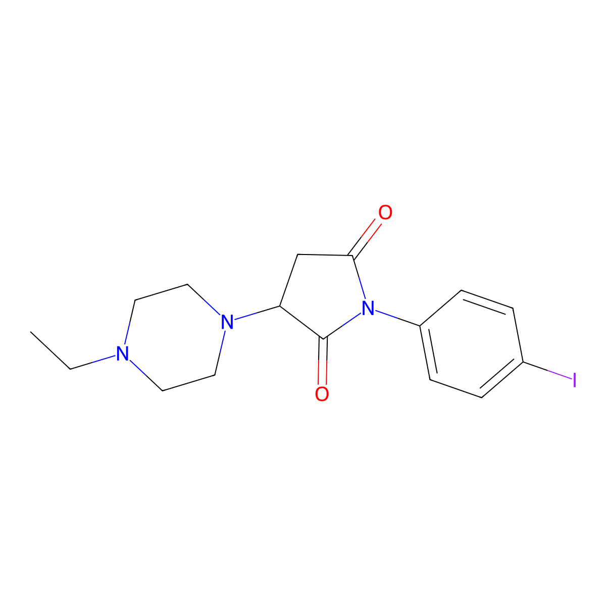 3-(4-Ethylpiperazin-1-yl)-1-(4-iodophenyl)pyrrolidine-2,5-dione molecular structure, CAS 331966-68-8