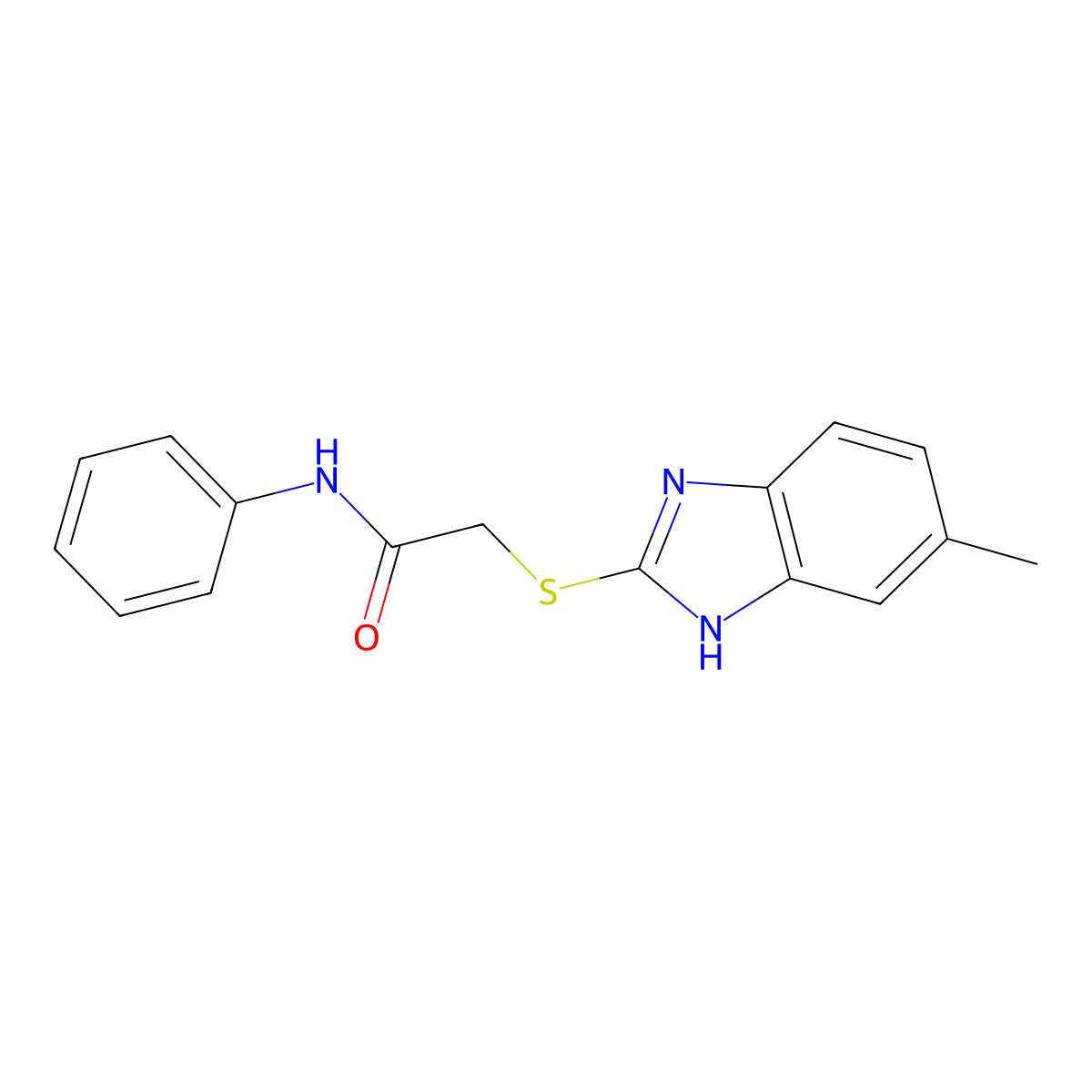 2-((5-methyl-1H-benzo[d]imidazol-2-yl)thio)-N-phenylacetamide molecular structure, CAS 331966-85-9