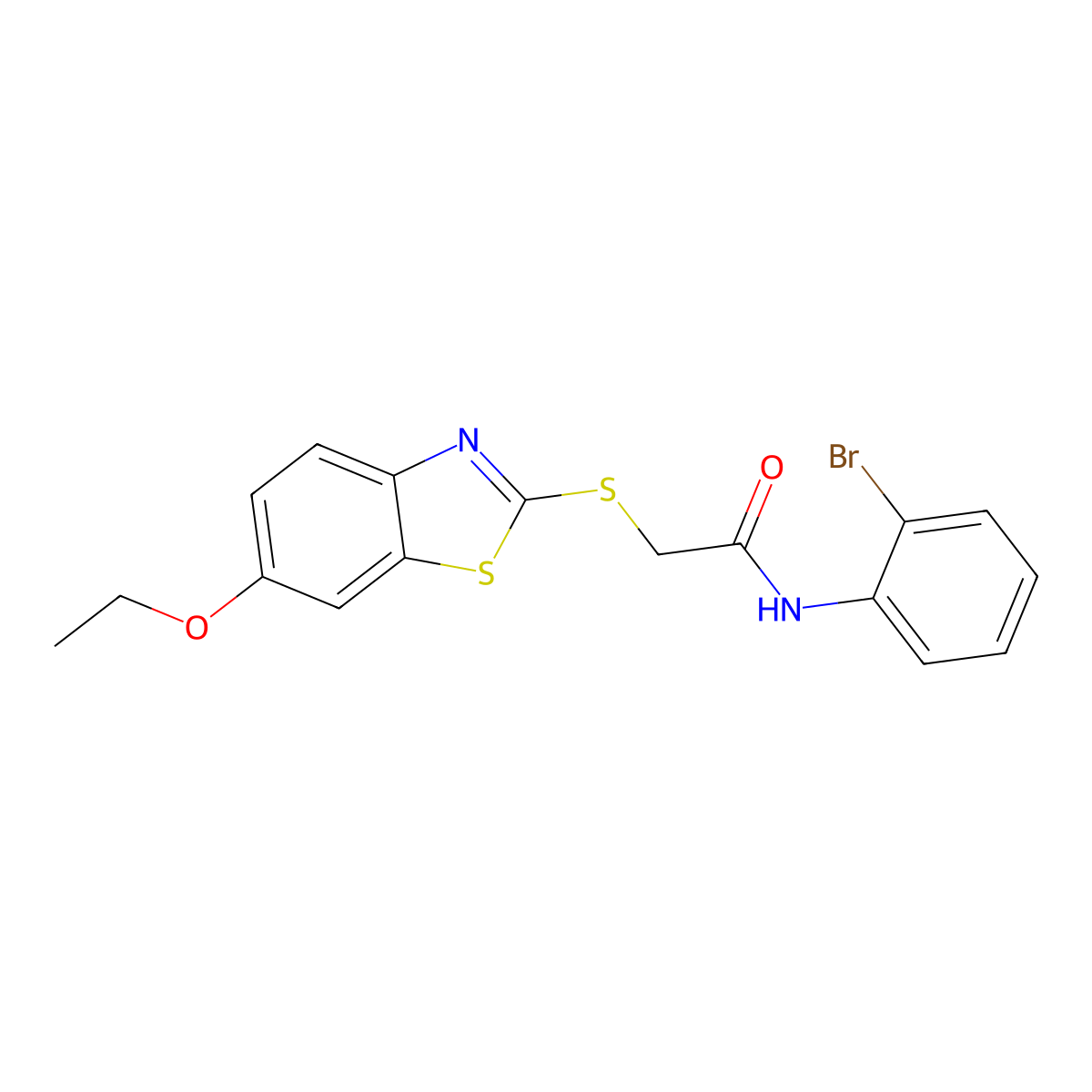 N-(2-bromophenyl)-2-[(6-ethoxy-1,3-benzothiazol-2-yl)sulfanyl]acetamide molecular structure, CAS 331966-99-5