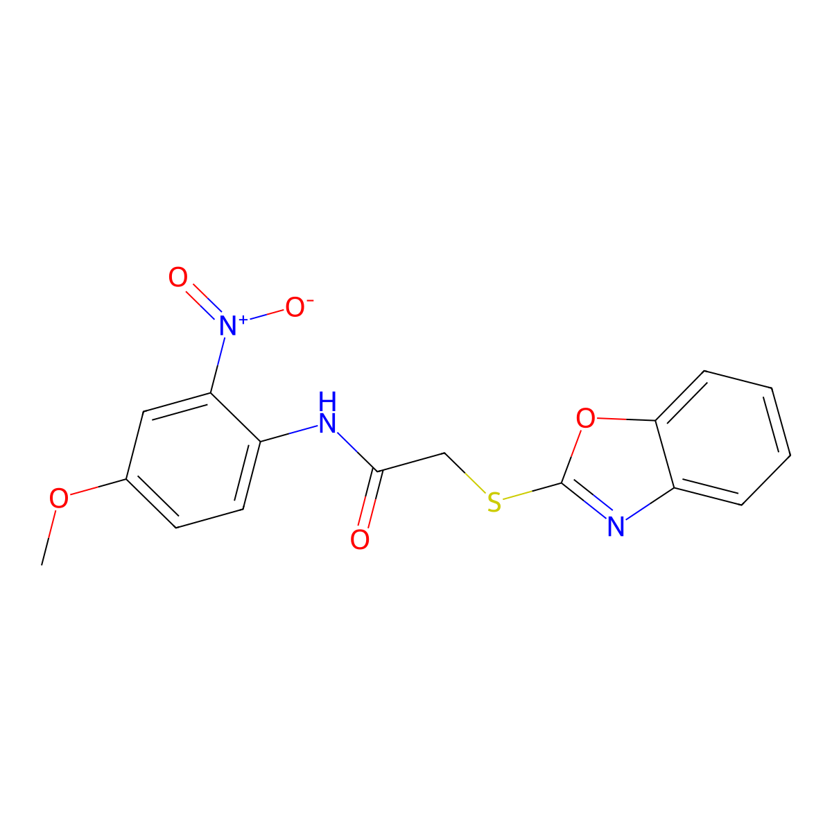 2-(1,3-benzoxazol-2-ylsulfanyl)-N-(4-methoxy-2-nitrophenyl)acetamide molecular structure, CAS 331967-04-5