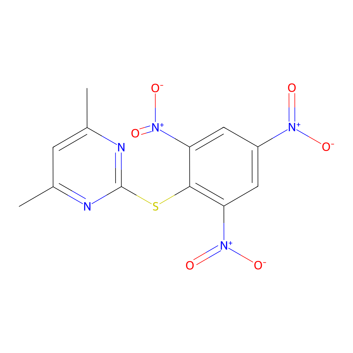 4,6-Dimethyl-2-({2,4,6-trisnitrophenyl}sulfanyl)pyrimidine molecular structure, CAS 331967-11-4