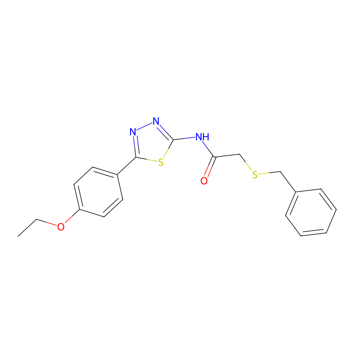 2-benzylsulfanyl-N-[5-(4-ethoxyphenyl)-1,3,4-thiadiazol-2-yl]acetamide molecular structure, CAS 331967-75-0