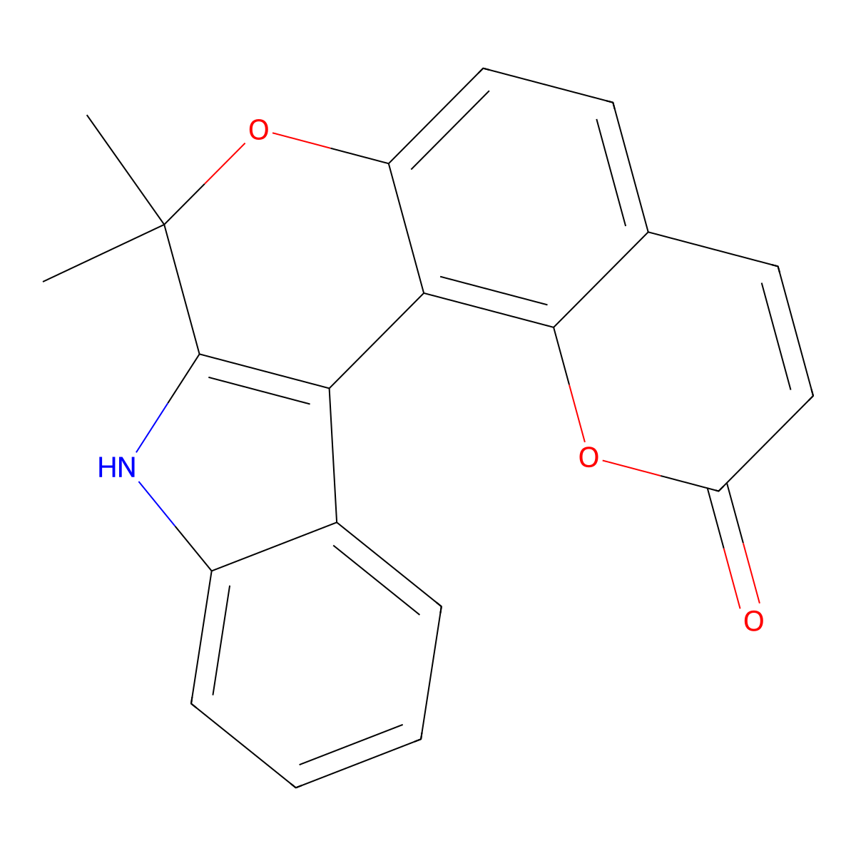 8,8-dimethyl-8,9-dihydro-2H-pyrano[2',3':5,6]chromeno[3,4-b]indol-2-one molecular structure, CAS 331967-93-2