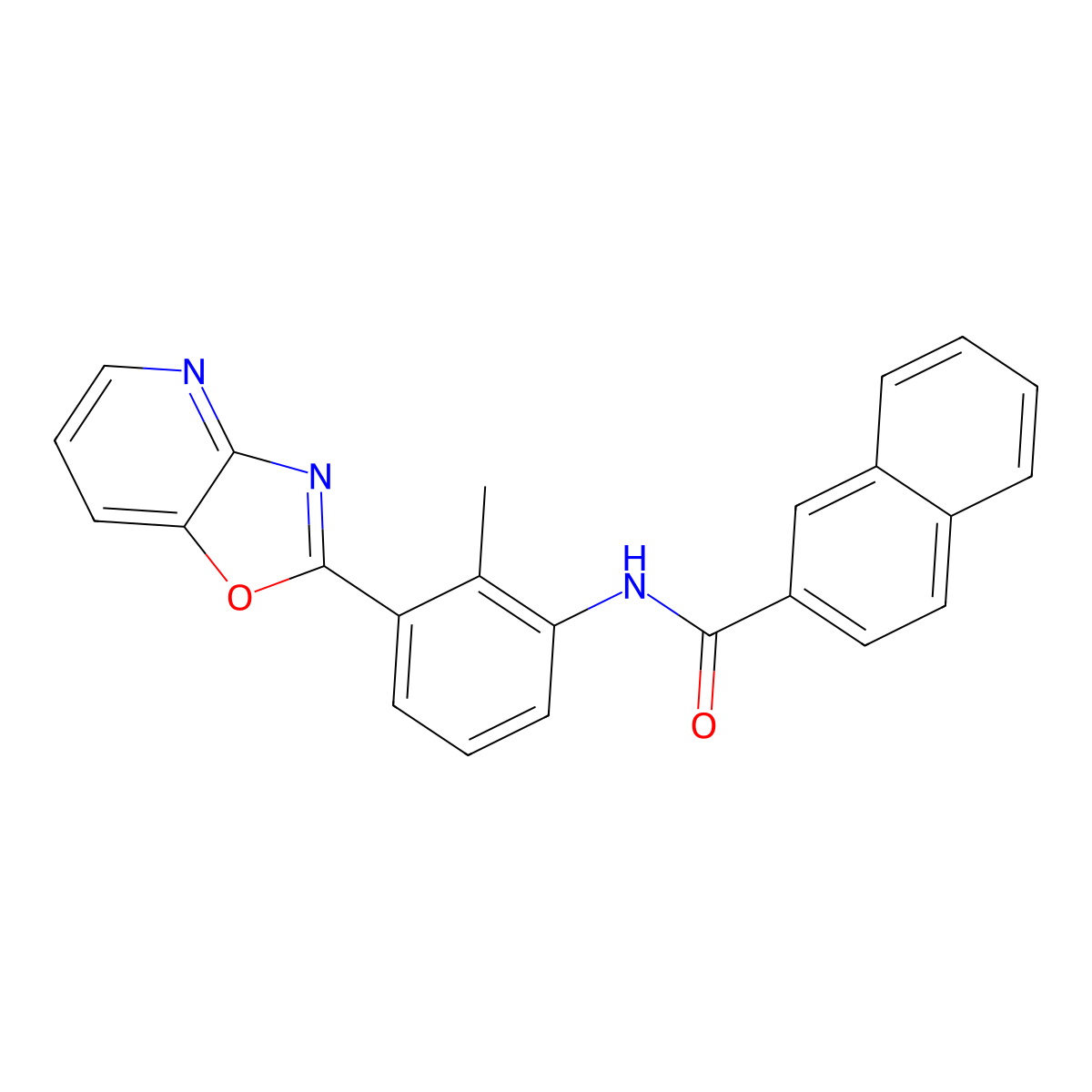 N-[2-methyl-3-([1,3]oxazolo[4,5-b]pyridin-2-yl)phenyl]naphthalene-2-carboxamide molecular structure, CAS 331968-87-7