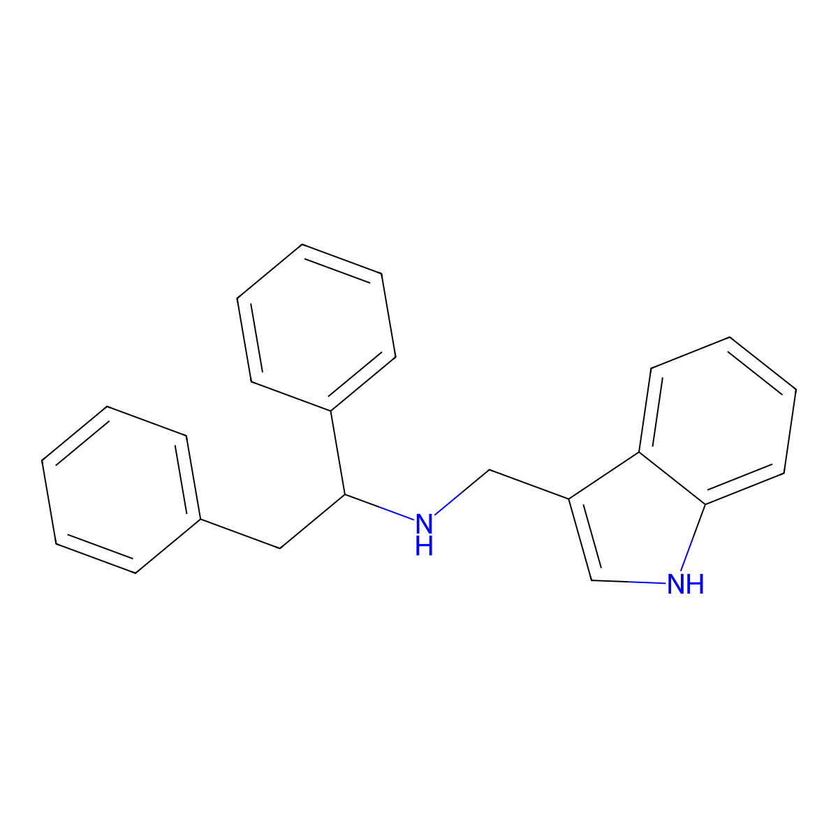 N-(1,2-Diphenylethyl)-1H-indole-3-methanamine molecular structure, CAS 331970-59-3