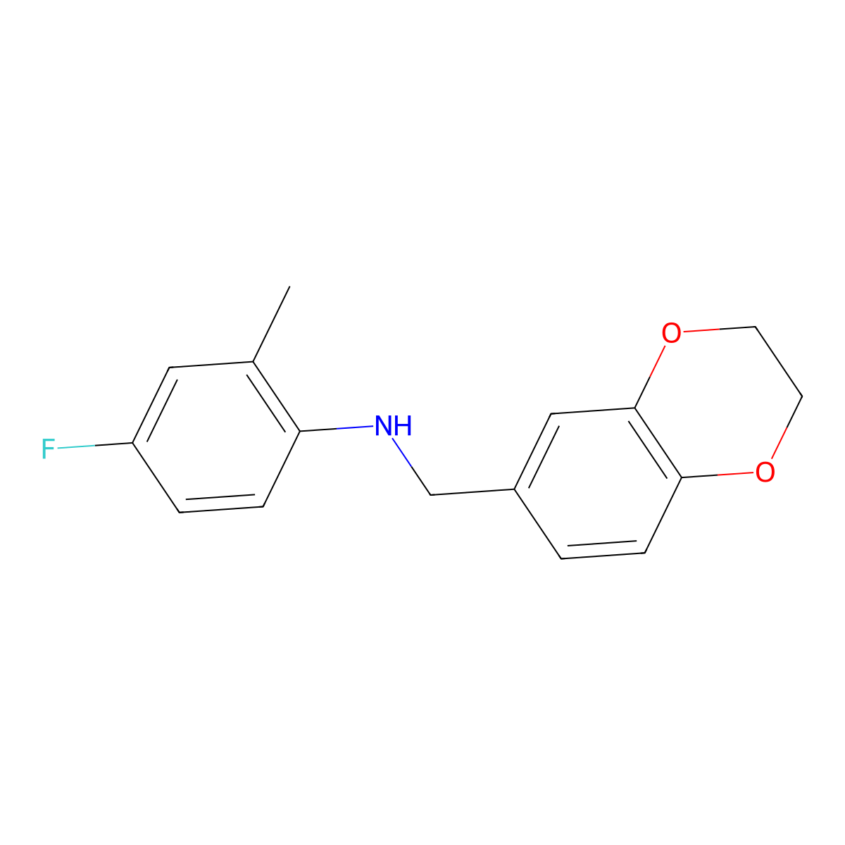 N-(2,3-dihydro-1,4-benzodioxin-6-ylmethyl)-4-fluoro-2-methylaniline molecular structure, CAS 331970-74-2
