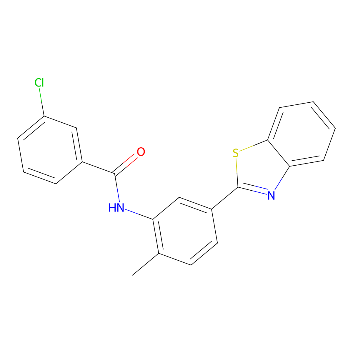 N-[5-(1,3-benzothiazol-2-yl)-2-methylphenyl]-3-chlorobenzamide molecular structure, CAS 331971-73-4