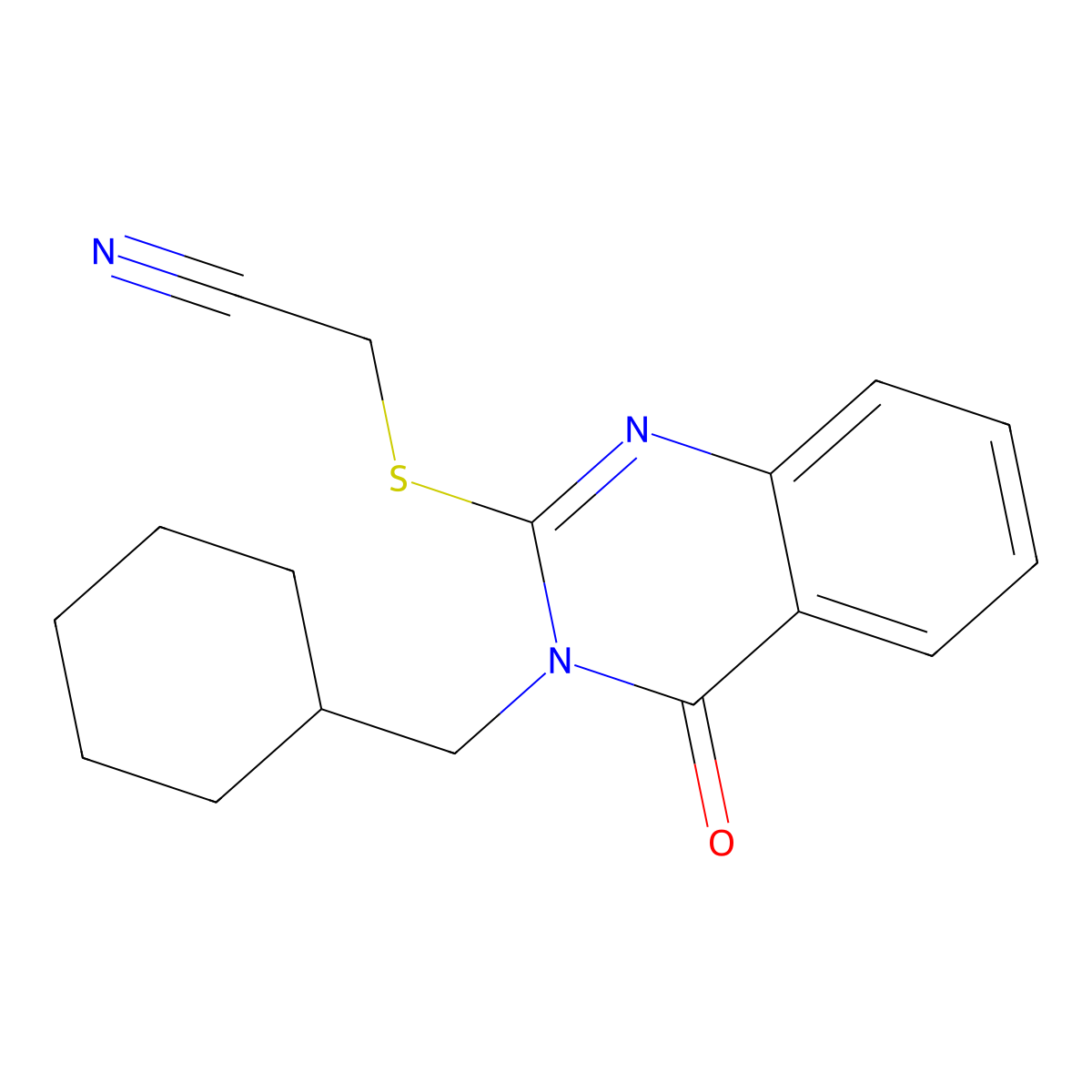 2-[3-(Cyclohexylmethyl)-4-oxoquinazolin-2-yl]sulfanylacetonitrile molecular structure, CAS 331971-99-4