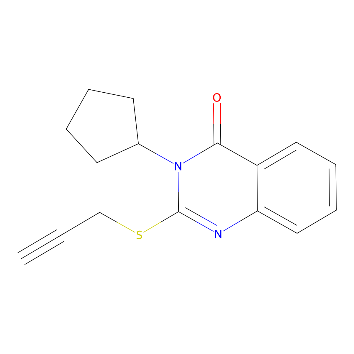3-Cyclopentyl-2-prop-2-ynylsulfanylquinazolin-4-one molecular structure, CAS 331972-04-4