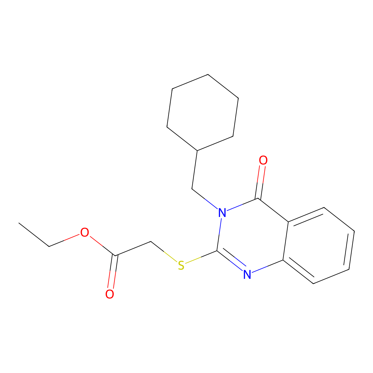Ethyl 2-[3-(cyclohexylmethyl)-4-oxoquinazolin-2-yl]sulfanylacetate molecular structure, CAS 331972-07-7