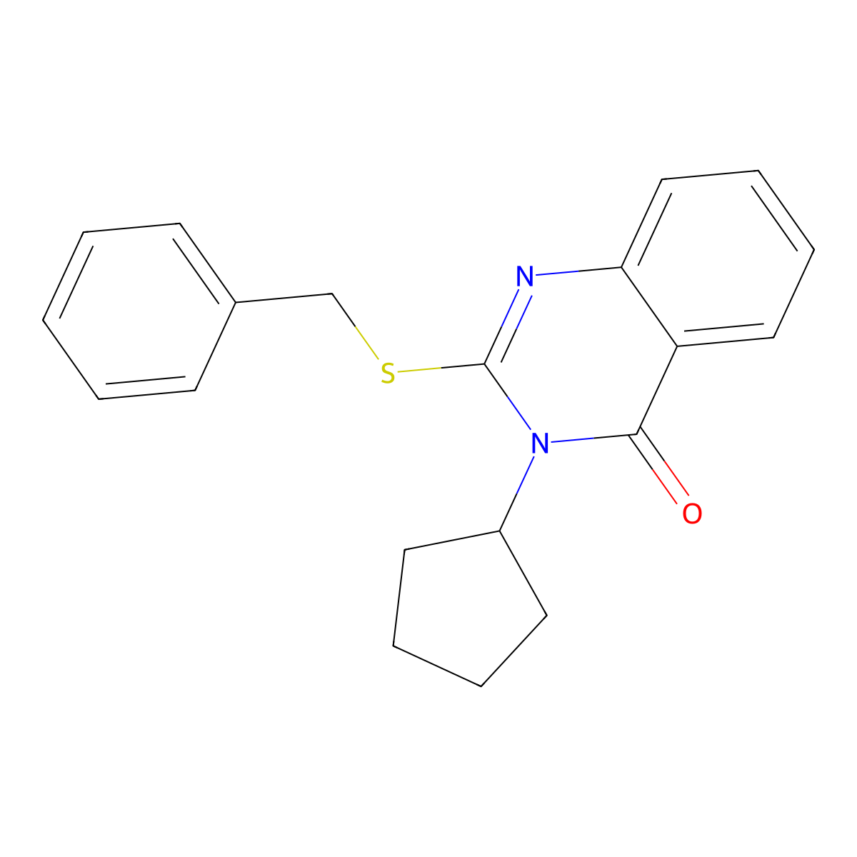 2-(benzylsulfanyl)-3-cyclopentylquinazolin-4(3H)-one molecular structure, CAS 331972-09-9