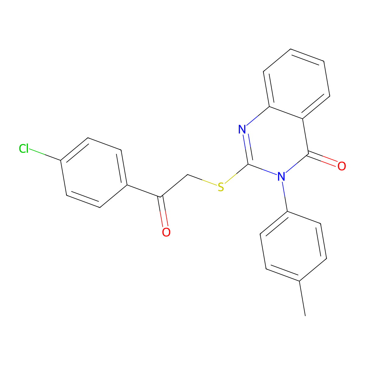 2-[2-(4-Chlorophenyl)-2-oxoethyl]sulfanyl-3-(4-methylphenyl)quinazolin-4-one molecular structure, CAS 331972-15-7