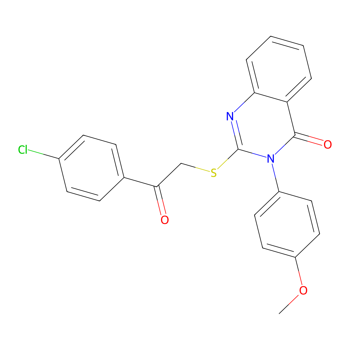 2-((2-(4-chlorophenyl)-2-oxoethyl)thio)-3-(4-methoxyphenyl)quinazolin-4(3H)-one molecular structure, CAS 331972-16-8