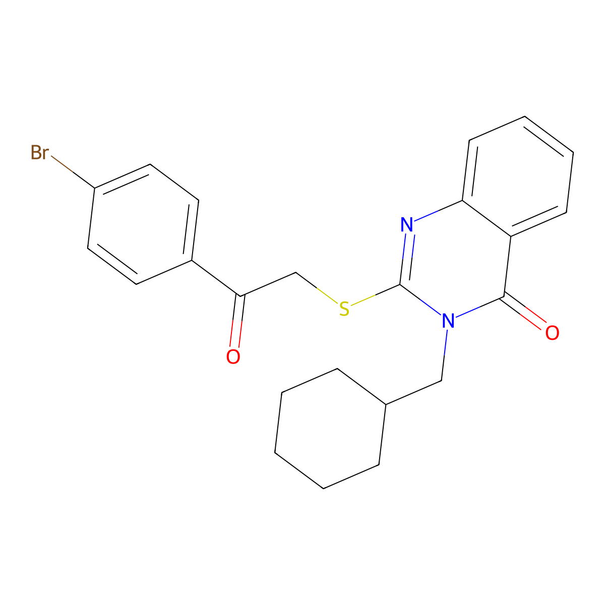 2-[2-(4-Bromophenyl)-2-oxoethyl]sulfanyl-3-(cyclohexylmethyl)quinazolin-4-one molecular structure, CAS 331972-20-4