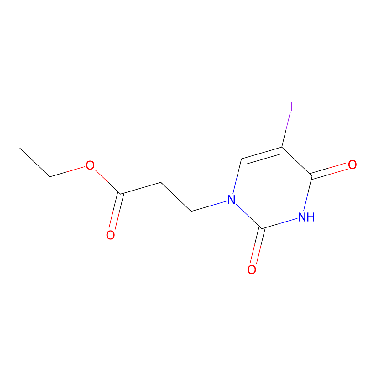 Ethyl 3-(5-iodo-2,4-dioxopyrimidin-1-yl)propanoate molecular structure, CAS 331972-25-9