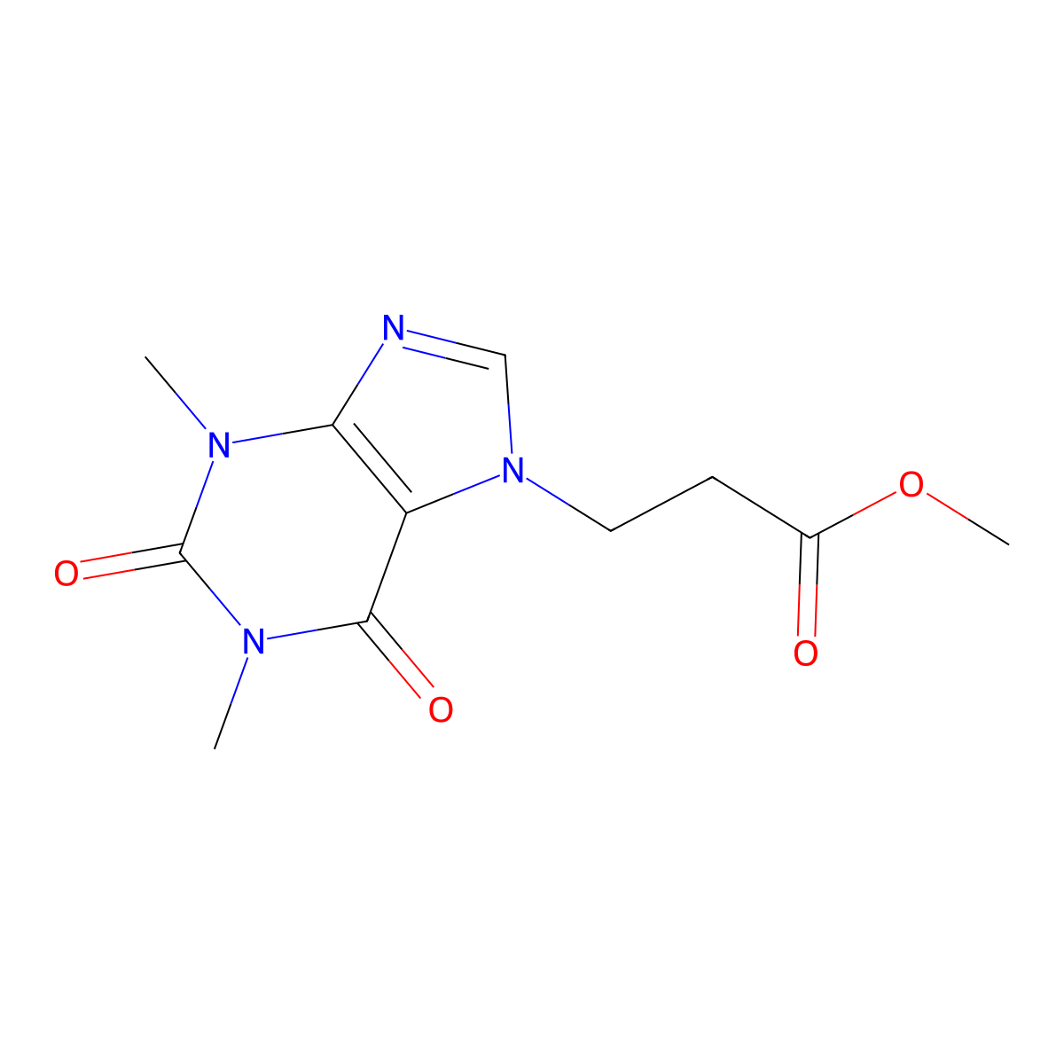 methyl 3-(1,3-dimethyl-2,6-dioxo-1,2,3,6-tetrahydro-7H-purin-7-yl)propanoate molecular structure, CAS 331972-26-0