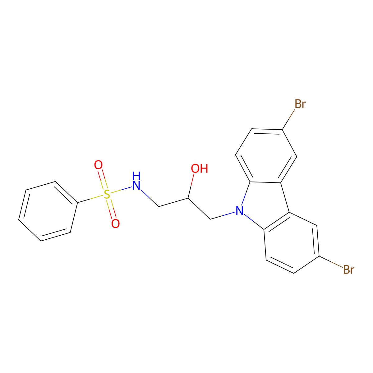 N-(3-(3,6-Dibromo-9H-carbazol-9-yl)-2-hydroxypropyl)benzenesulfonamide molecular structure, CAS 331972-29-3