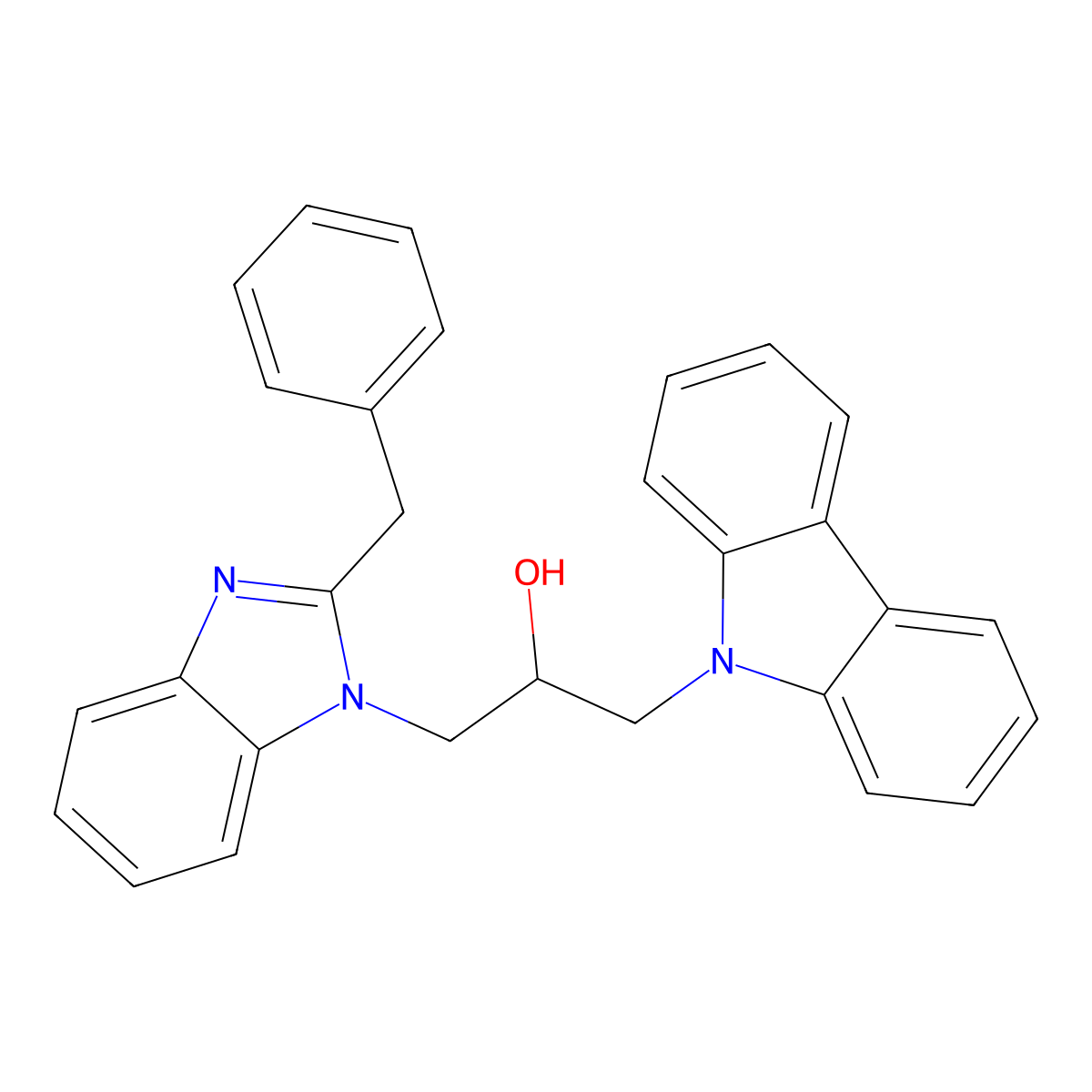 1-Carbazol-9-yl-3-[2-benzylbenzimidazolyl]propan-2-ol molecular structure, CAS 331972-30-6