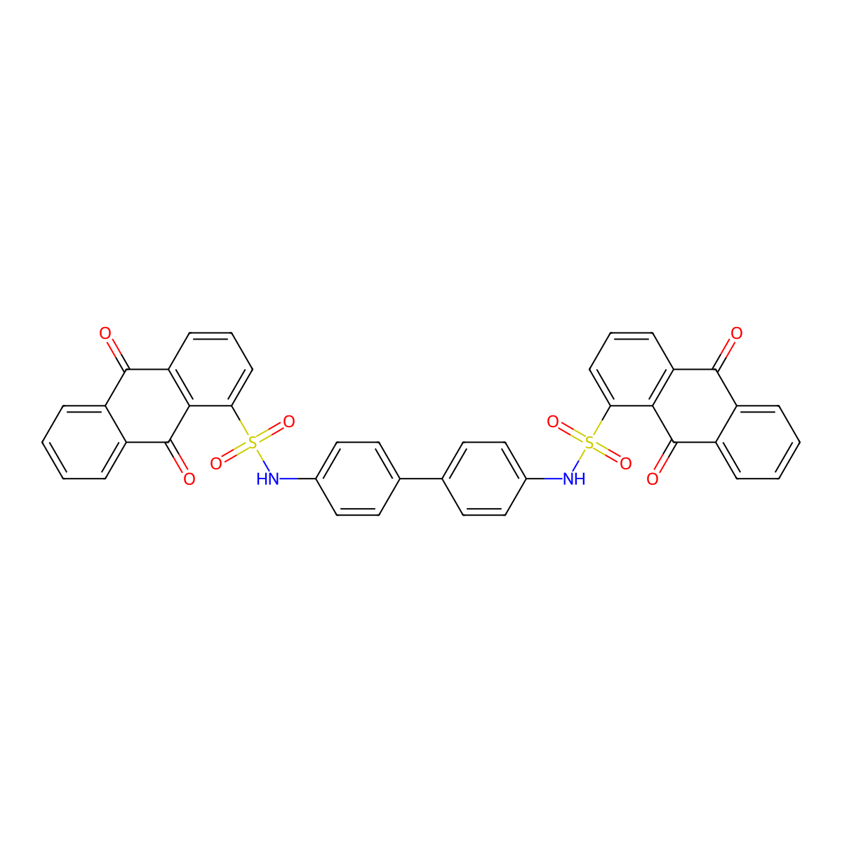 N-[4-[4-[(9,10-dioxoanthracen-1-yl)sulfonylamino]phenyl]phenyl]-9,10-dioxoanthracene-1-sulfonamide molecular structure, CAS 331972-49-7