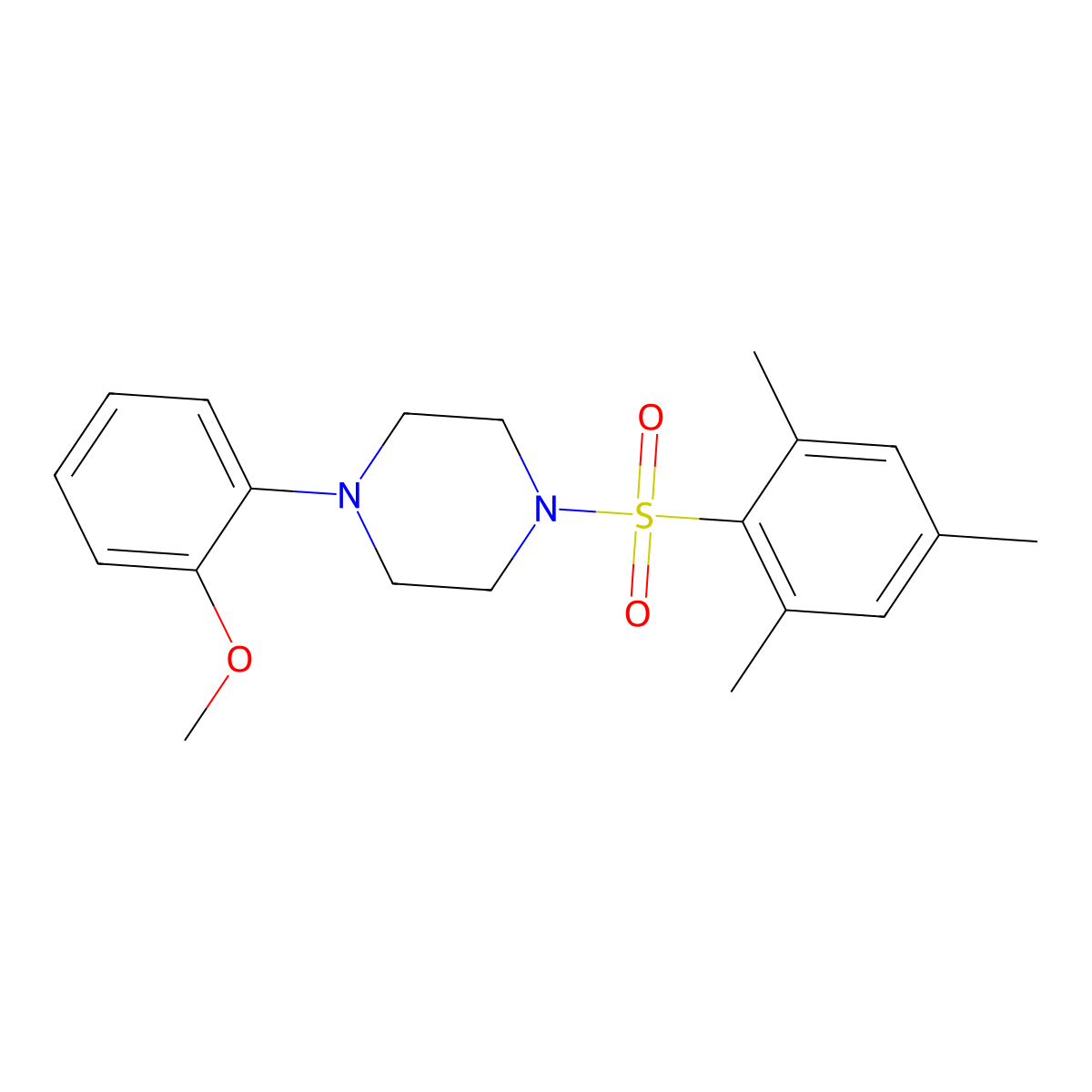 1-(Mesitylsulfonyl)-4-(2-methoxyphenyl)piperazine molecular structure, CAS 331972-51-1