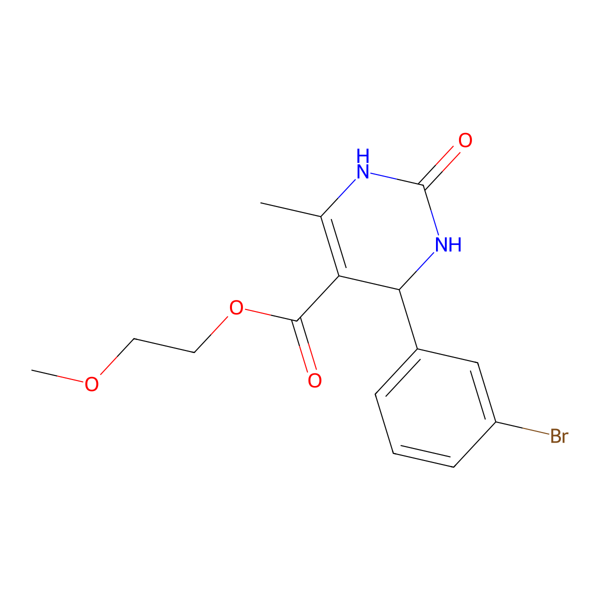 2-Methoxyethyl 4-(3-bromophenyl)-6-methyl-2-oxo-1,2,3,4-tetrahydropyrimidine-5-carboxylate molecular structure, CAS 331972-58-8