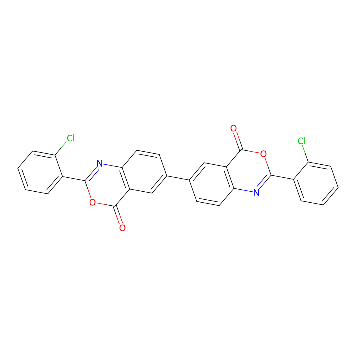 2-(2-Chlorophenyl)-6-[2-(2-chlorophenyl)-4-oxo-3,1-benzoxazin-6-yl]-3,1-benzoxazin-4-one molecular structure, CAS 331972-80-6