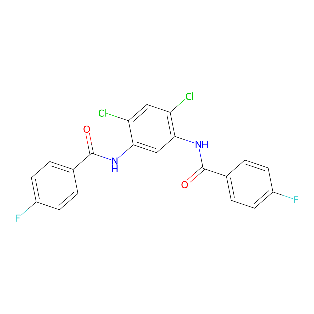 N,N'-(4,6-dichlorobenzene-1,3-diyl)bis(4-fluorobenzamide) molecular structure, CAS 331973-11-6