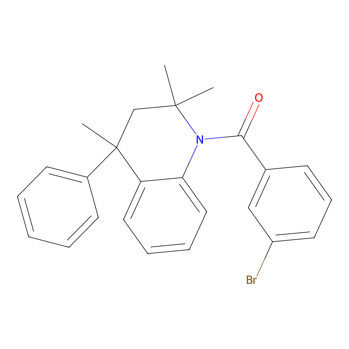 (3-bromophenyl)-(2,2,4-trimethyl-4-phenyl-3H-quinolin-1-yl)methanone molecular structure, CAS 331973-43-4