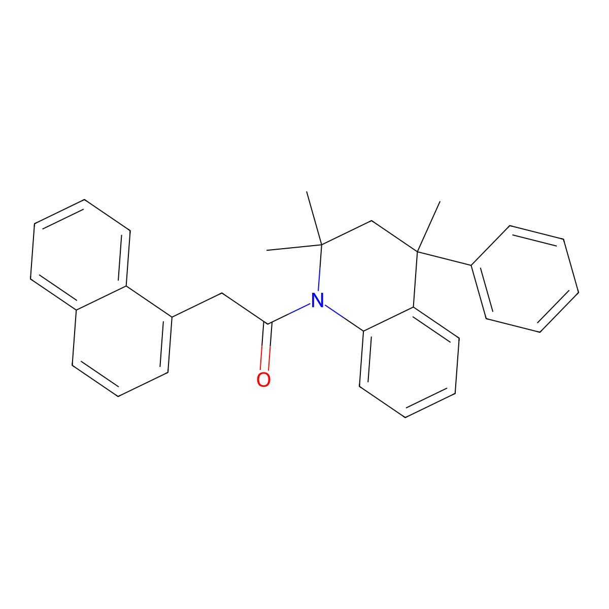 2-(naphthalen-1-yl)-1-(2,2,4-trimethyl-4-phenyl-3,4-dihydroquinolin-1(2H)-yl)ethanone molecular structure, CAS 331973-44-5