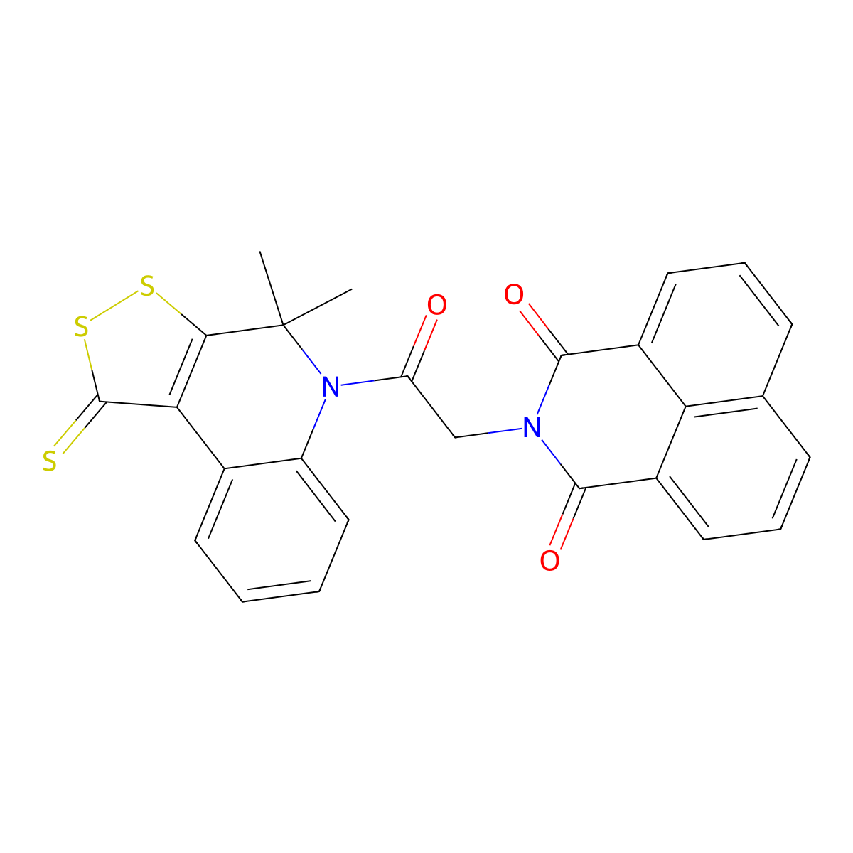 2-[2-(4,4-dimethyl-1-thioxo-1,4-dihydro-5H-[1,2]dithiolo[3,4-c]quinolin-5-yl)-2-oxoethyl]-1H-benzo[de]isoquinoline-1,3(2H)-dione molecular structure, CAS 331973-49-0